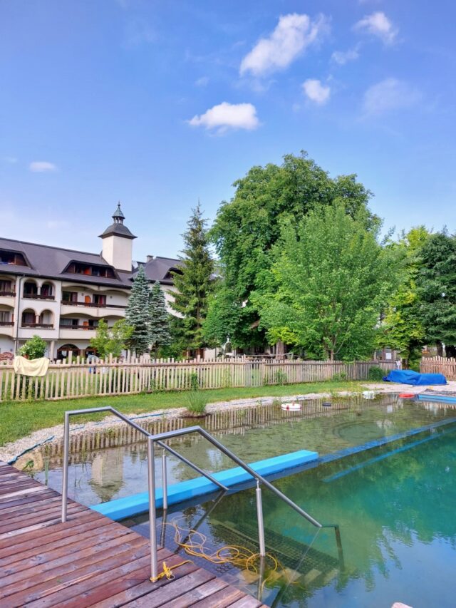 Auch der Naturteich im Hotelgarten steht uns zur Benutzung zur Verfügung. Es ist ein traumhaft schöner und ruhiger Ort.