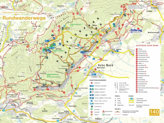 Der Naturpark Hohe Wand ist ein gut ausgebautes Naturerholungsgebiet. Ob über die Straße, Kletterrouten oder Wanderwege, der Aufstieg auf das Plateau lohnt sich.